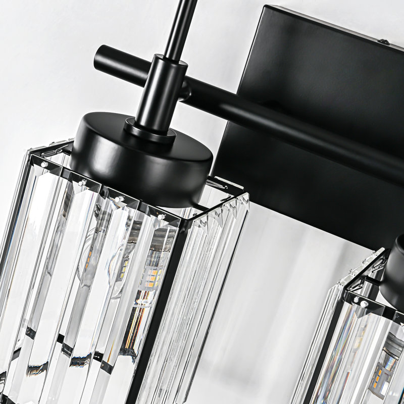 Edgars Modern Crystal Dimmable Vanity Light, Black, 2