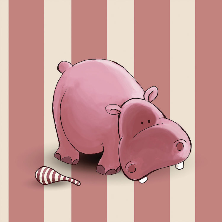 « hippopotame ii », impression sur toile, H 37 po x l 37 po x P 1,5 po, Toile tendue