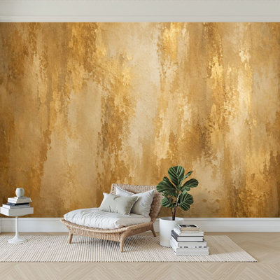 Wall Mural Peel and Stick Wallpaper Gold grunge to distressed golden Self-Adhesive Removable Contact Paper Wall Decor for Living Room Bedroom 100"H x 144"W