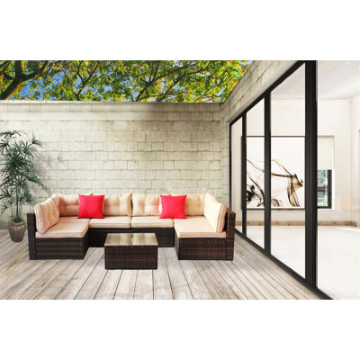 Patio Furniture Set PE Rattan Sectional Garden Corner Sofa With Adjustable Configurations And Weather-Resistant Materials