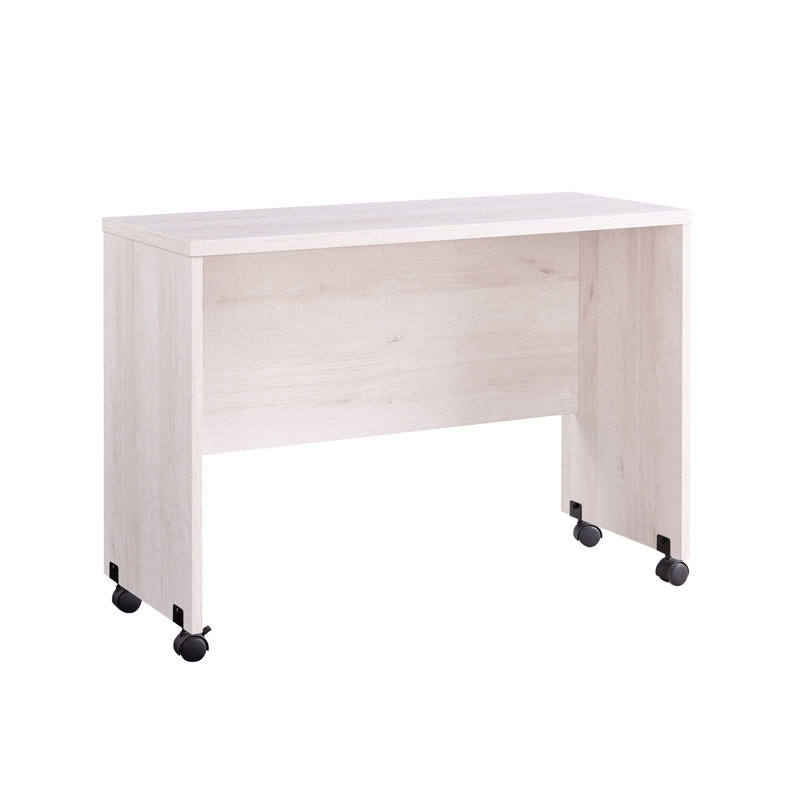 Bureau Mid-Century en chêne blanc avec quatre roulettes et panneau d'intimité à roulement facile