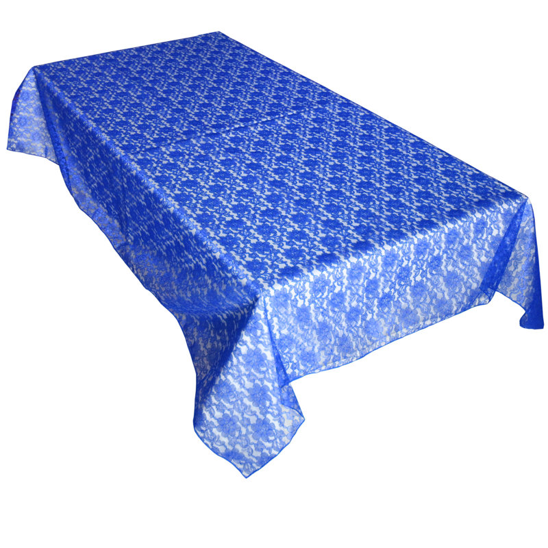 Floral Lace Overlay, 84" x 58", Royal Blue