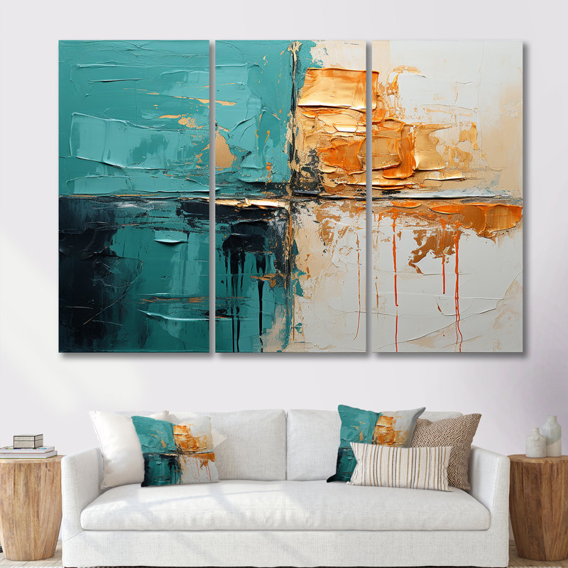 Towerside - Ensemble d'art mural abstrait, Toile tendue, H 32 po x l 48 po x P 1 po