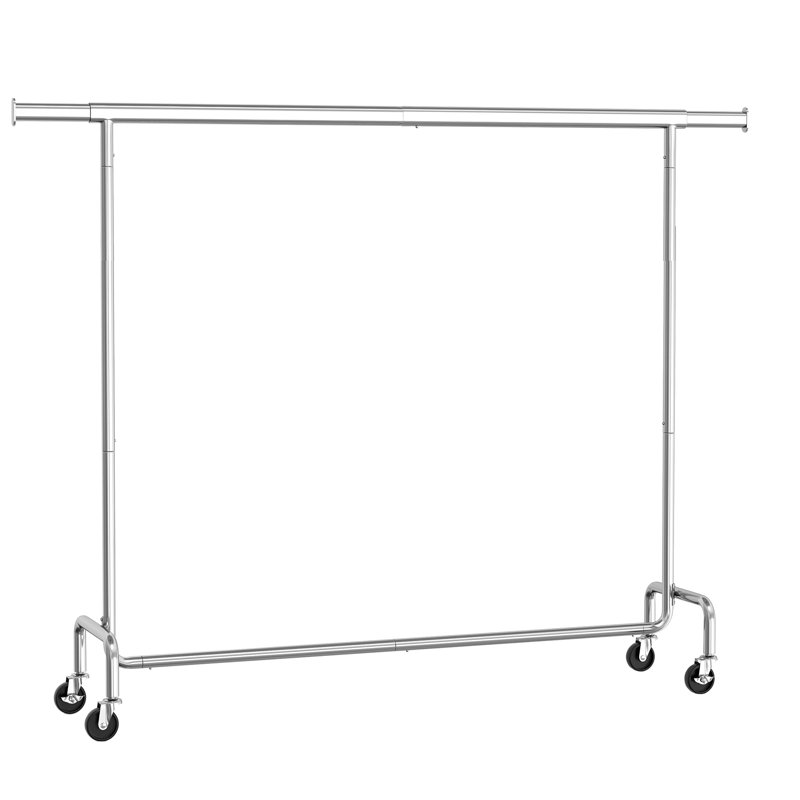 Clothes Rack On Wheels, Heavy-Duty Clothes Rail, Silver