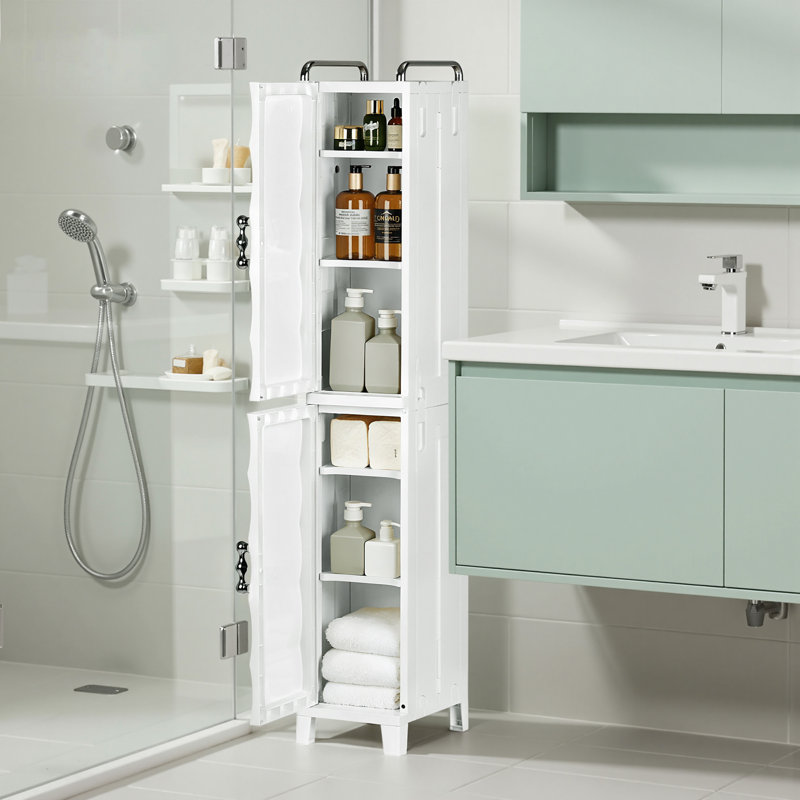 Armoire de rangement pliable en plastique à 6 niveaux avec portes transparentes et tablettes amovibles