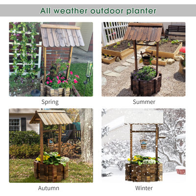 Wood Plants & Flowers Wishing Well