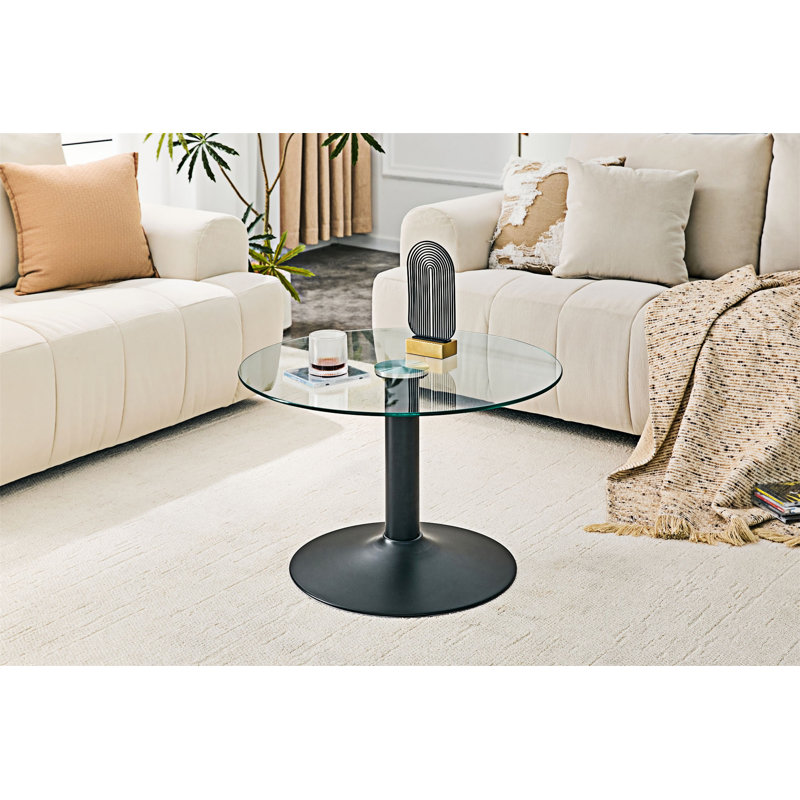 Table basse avec plateau en verre, Transparent / noir