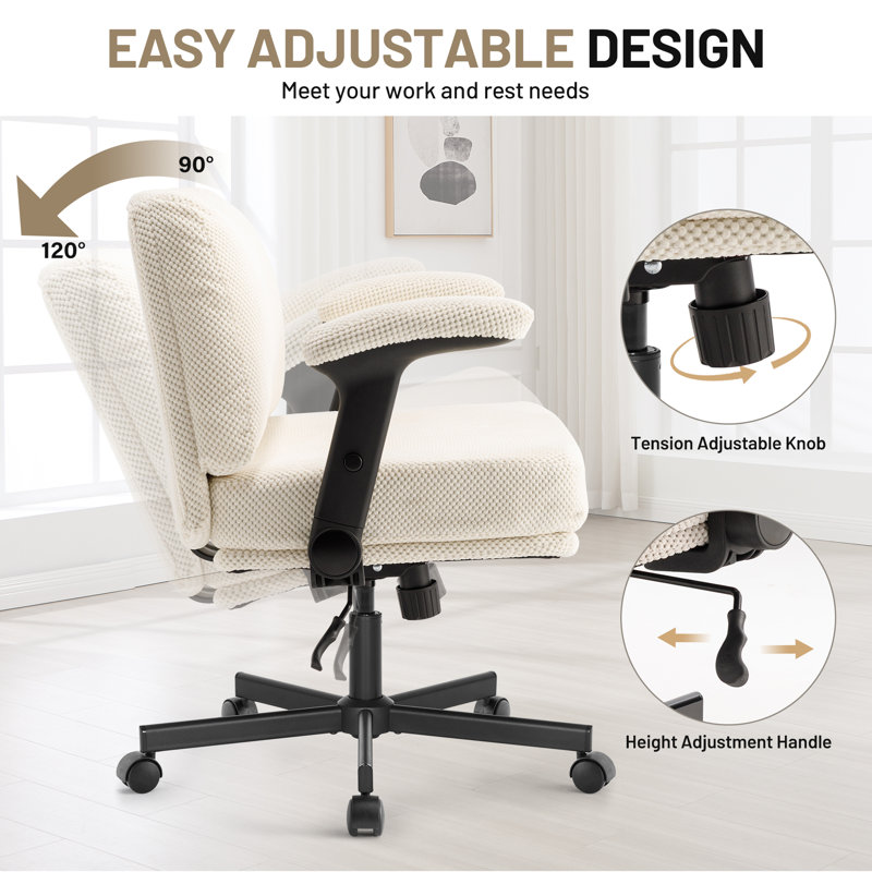 Modern Mid-back Ergonomic Office Chair,Adjustable Criss Cross Desk Chair,300LBS , Beige