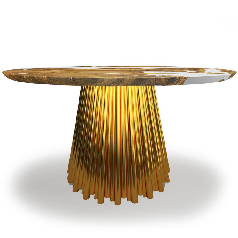 Grazia Round Dining Table, 53.9" W x 53.9" L , Gold