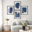 Art mural encadré, ensemble de reproduction de galerie, illustrations de formes abstraites de style Mid-Century bleu, art moderne minimaliste Boho Relax / Calm pour le salon, la chambre à coucher, le bureau-116662320-116662318