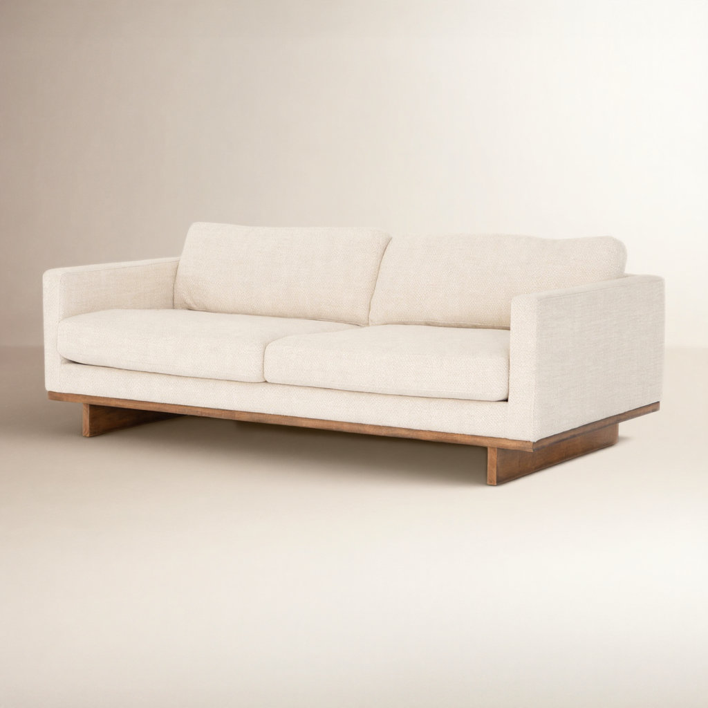 Menades 84'' Upholstered Sofa, Irving Taupe, Antique Cocoa