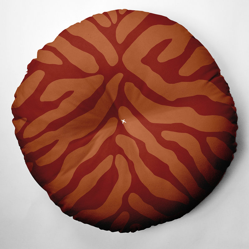 1_Oreiller de sol touffeté à motif de rayures animales, Orange, 26 po x 26 po