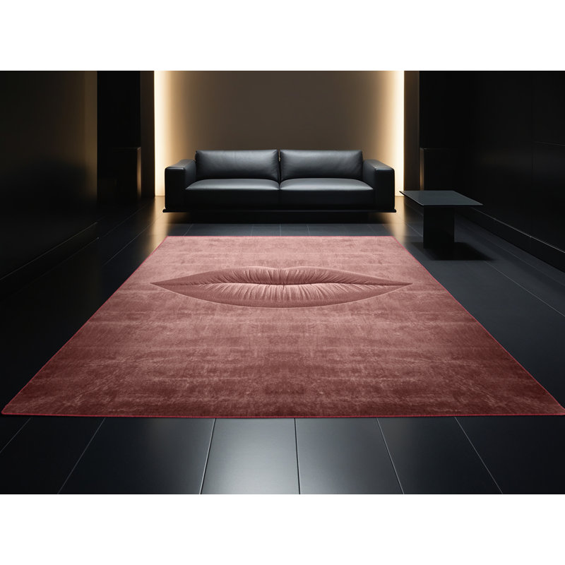 Soft Plush Etzel Valentines Modern & Contemporary Abstract Area Rug in Brown – Rose Binding, 2x4