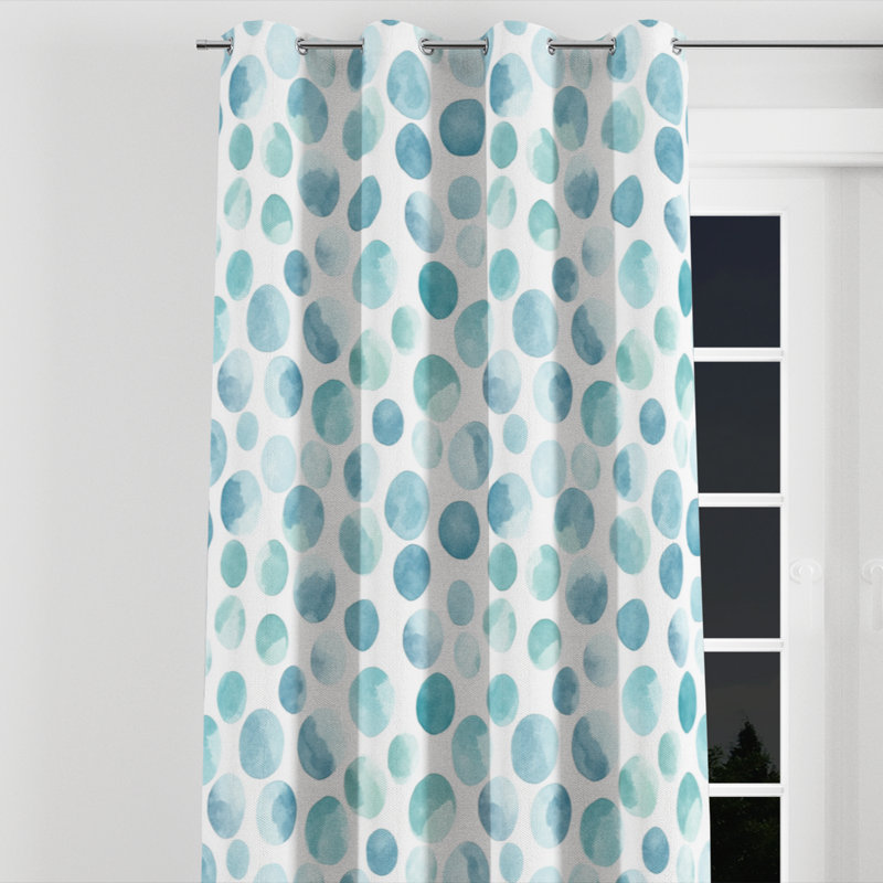 Rideaux à motif géométrique - 1 panneau à œillets Borgella Coastal, L 52 po x L 84 po, Œillets argentés