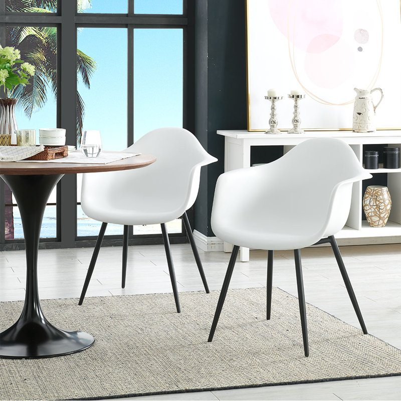 Chaise avec accoudoirs Angeline - blanc, Blanc