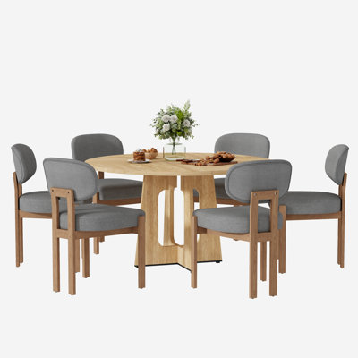 47.24" Wooden Round Dining Table Set for Kitchens, Dining Room, Living Room