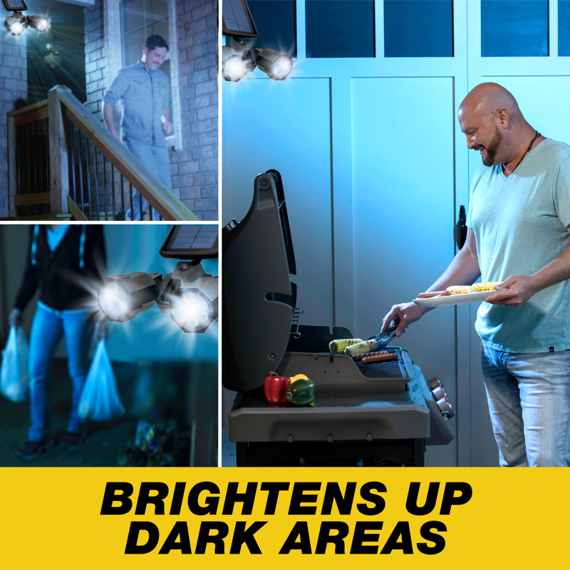 Dual Motion-Sensing Solar LED Black Spotlight, 500 Lumens Outdoor