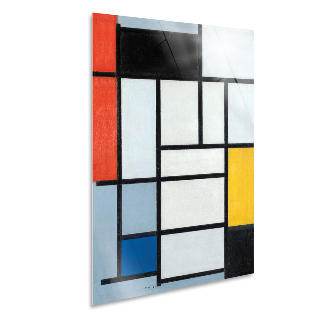 Wandbild Komposition Nr. 6 mit Großem Rot Gelb und Grau von Piet Mondrian