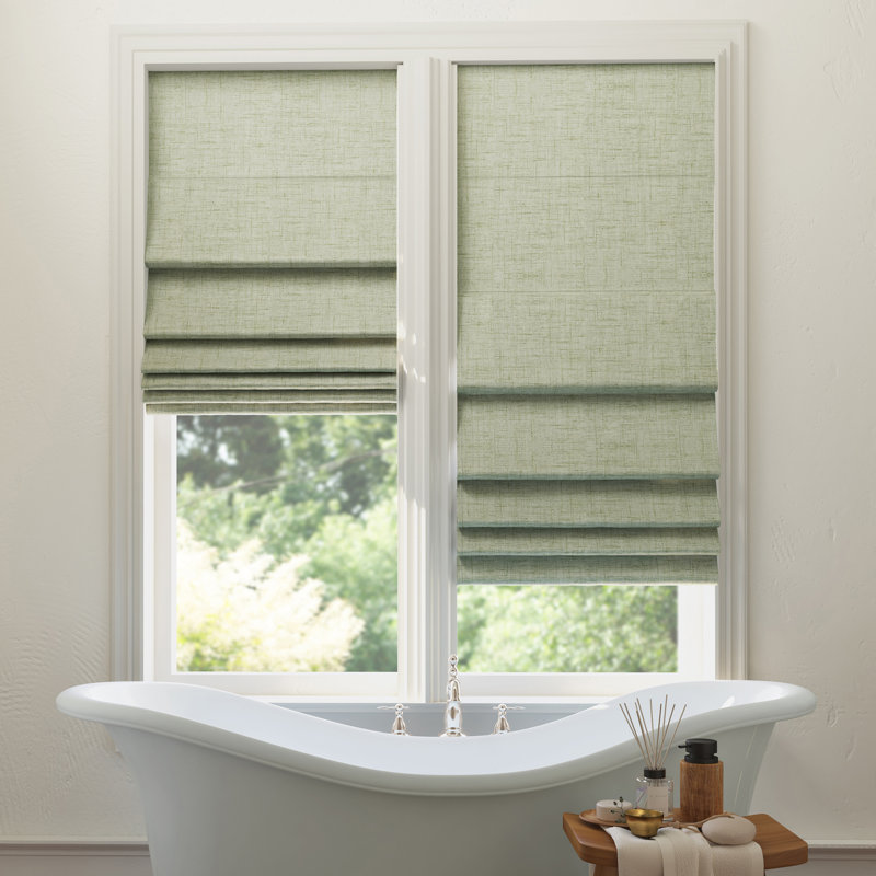 Sage Green Textured Fabric Cordless Blackout Roman Shade 31" x 64"