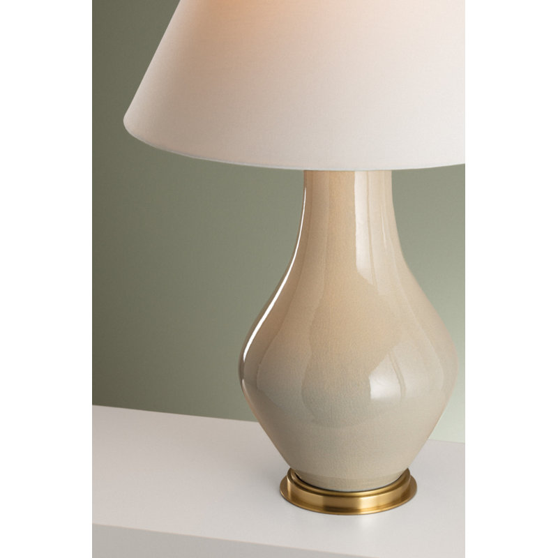 Hanslope Table Lamp in Aged Brass and Ceramic French Muslin by Mark D. Sikes