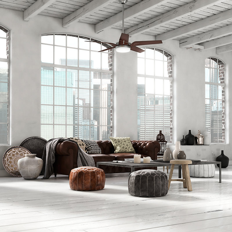 56" Correne 5 - Blade LED Standard Ceiling Fan with Remote Control and Light Kit Included, Coffee Beech