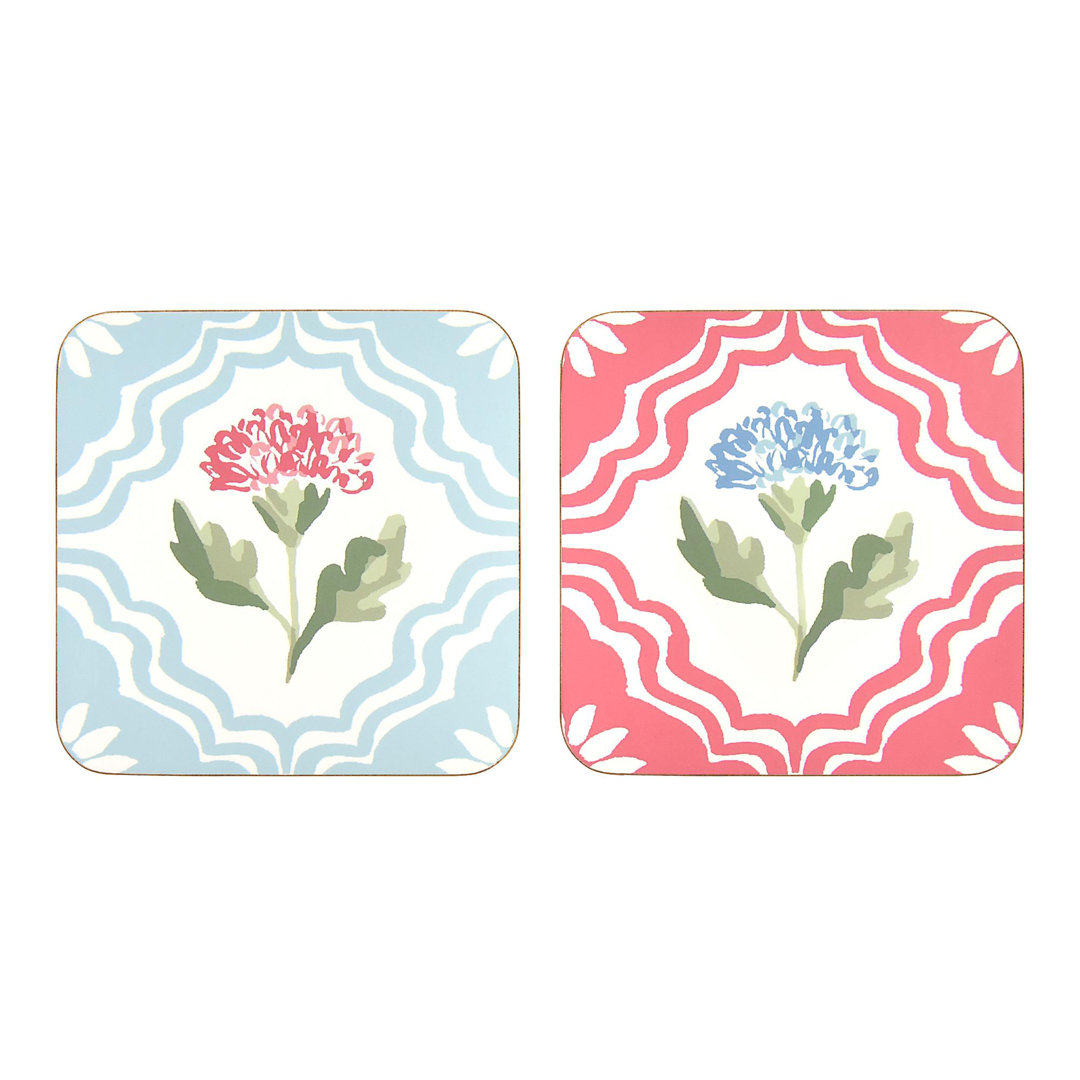 Boho Floral Square 4 Piece Coaster Set