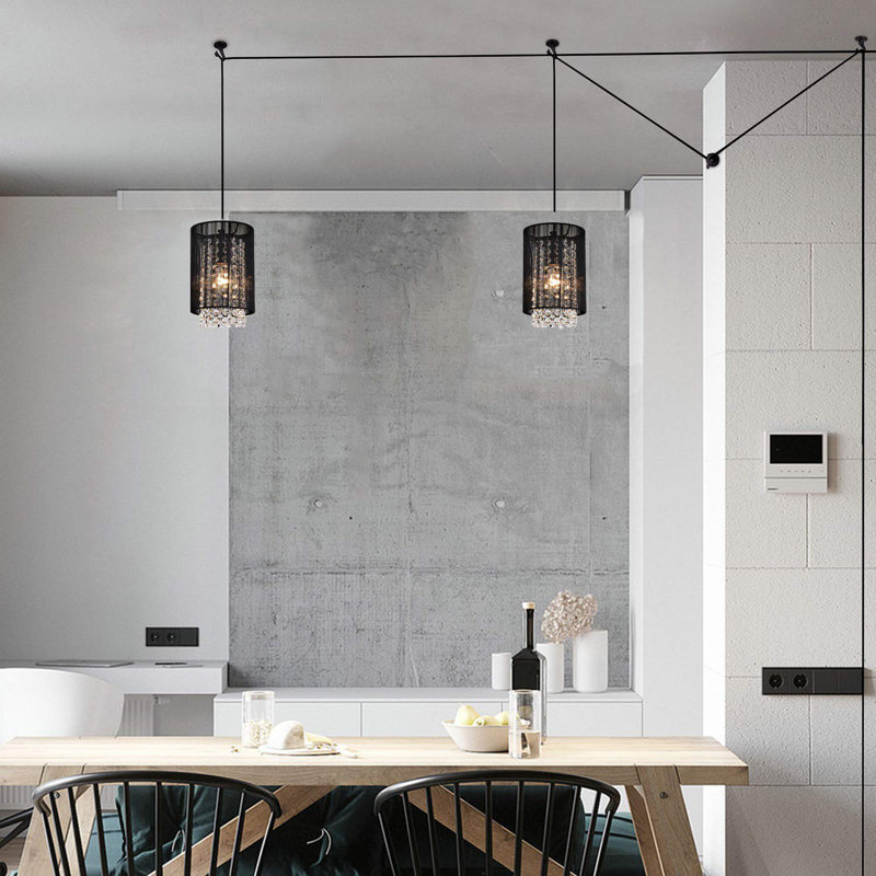 Luminaire suspendu cylindrique à 1 lumière Jemika, Noir
