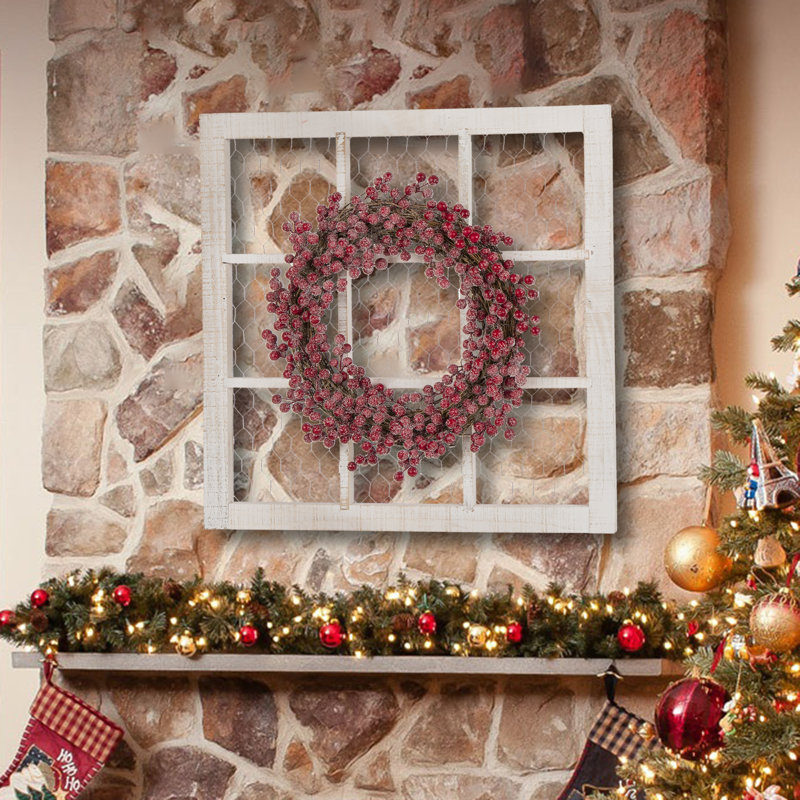 Couronne de bois 24 po floral