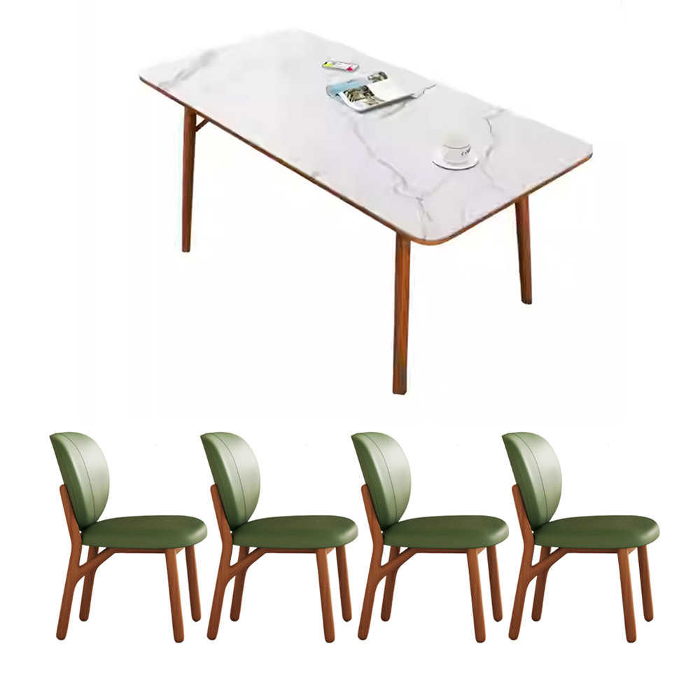 Sleek Surface Designs Creamy Style Rock Slab Cherry Wood Dining Table ...