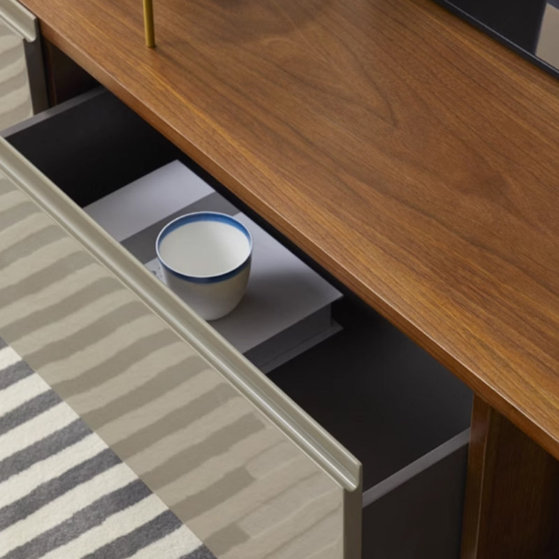 Meuble télé en bois massif au design minimaliste, 70.86"