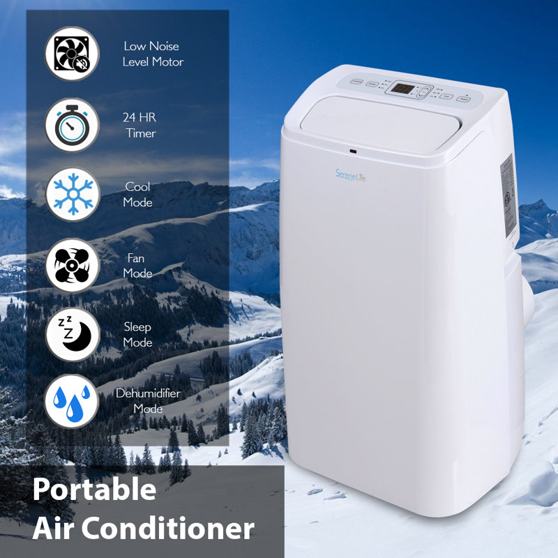 SereneLife 12,000 BTU White Portable Air Conditioner with Remote