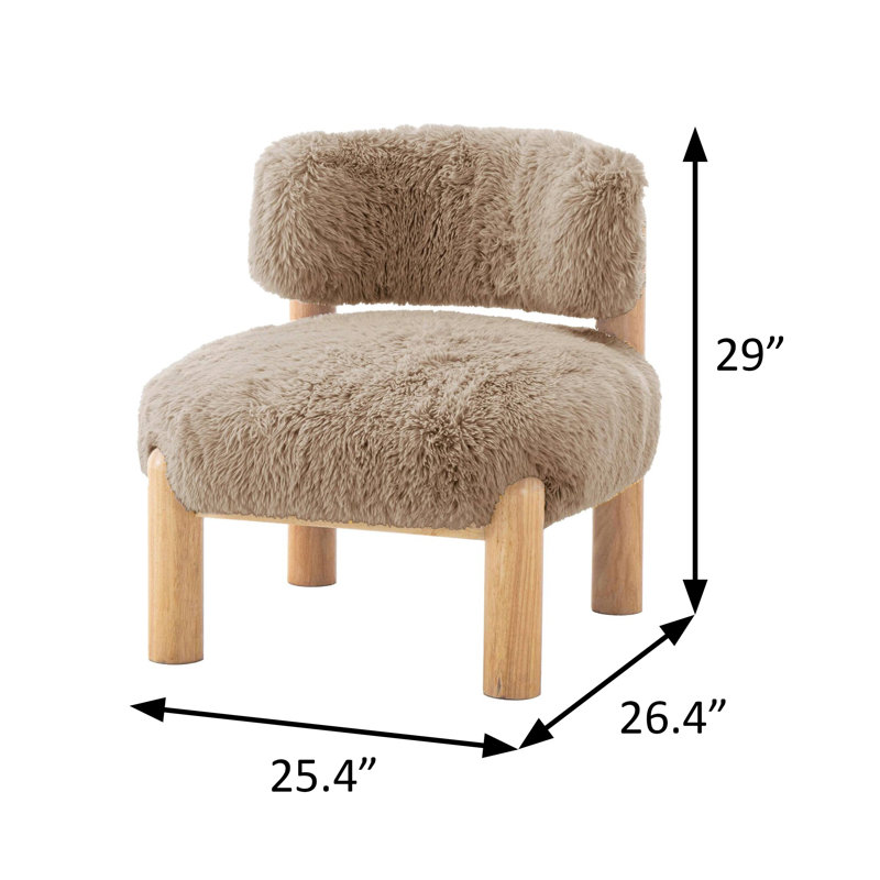 25.4" W Contemporary Accent Chair, Mushroom, Beige