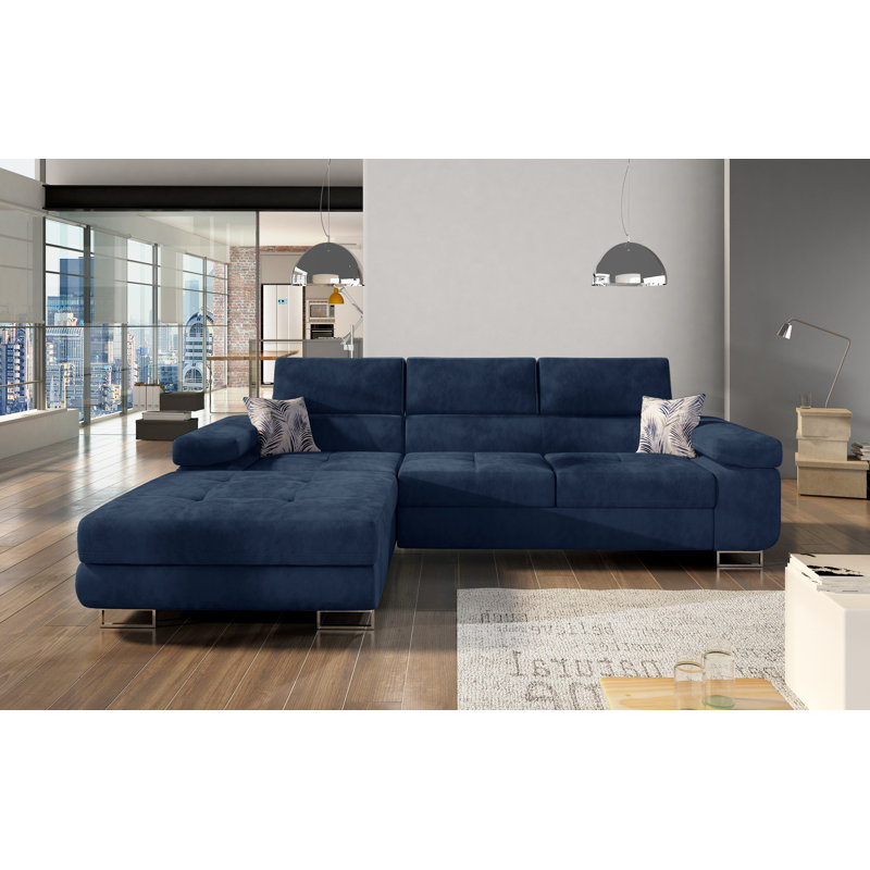 Marni 4 Seater Sofa Bed, Blue, Left Hand Facing
