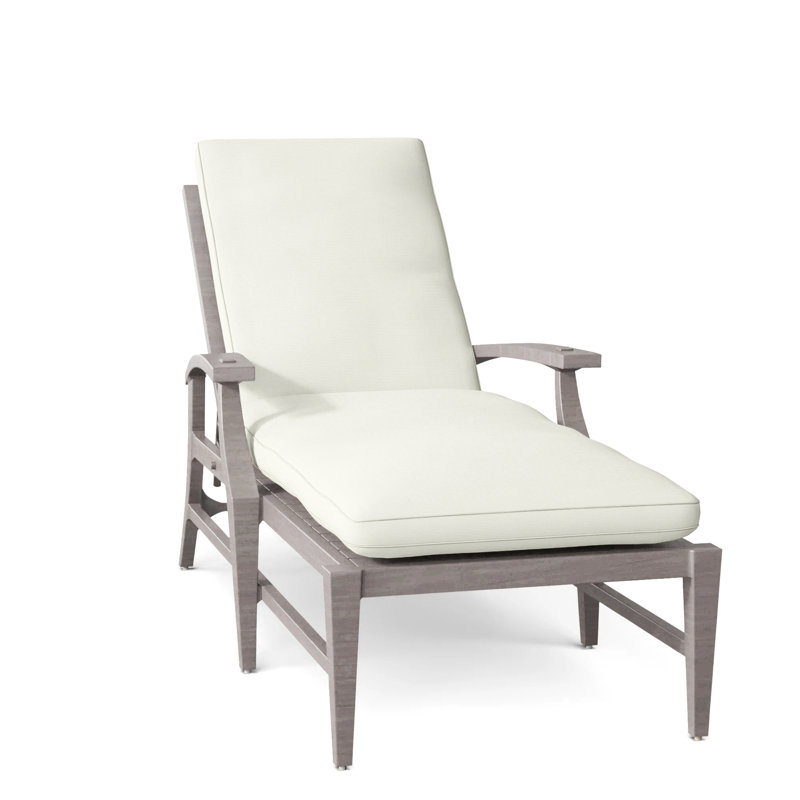 Croquet Aluminum Outdoor Chaise Lounge, Welt, Oyster, Natural White