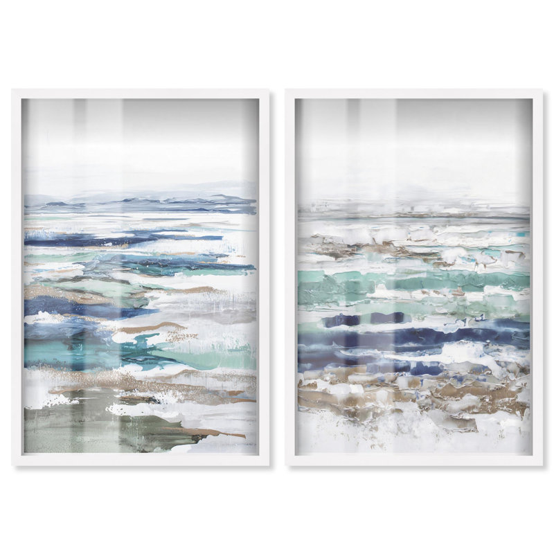 Coral Coastal Blue Art , H 46 po x l 31 po, Blanc