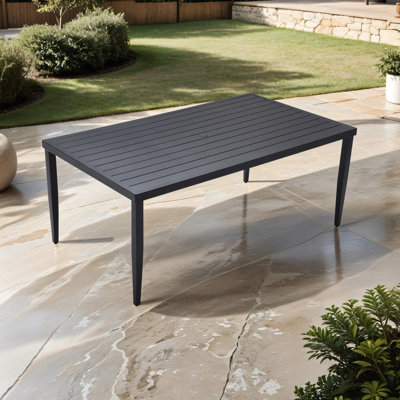 Outdoor Patio Aluminum 40"X70" Table, Ember Black. , Lightweight, Tapered Feet. Contemporary For Garden & Rectangle Black - Non-Rusting, Minimalist Style