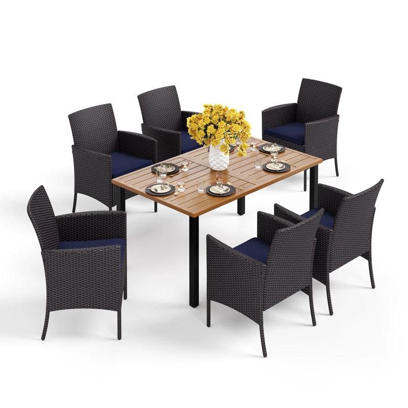 6 - Person Patio Dining Set with Rectangular Table , Cushions Included