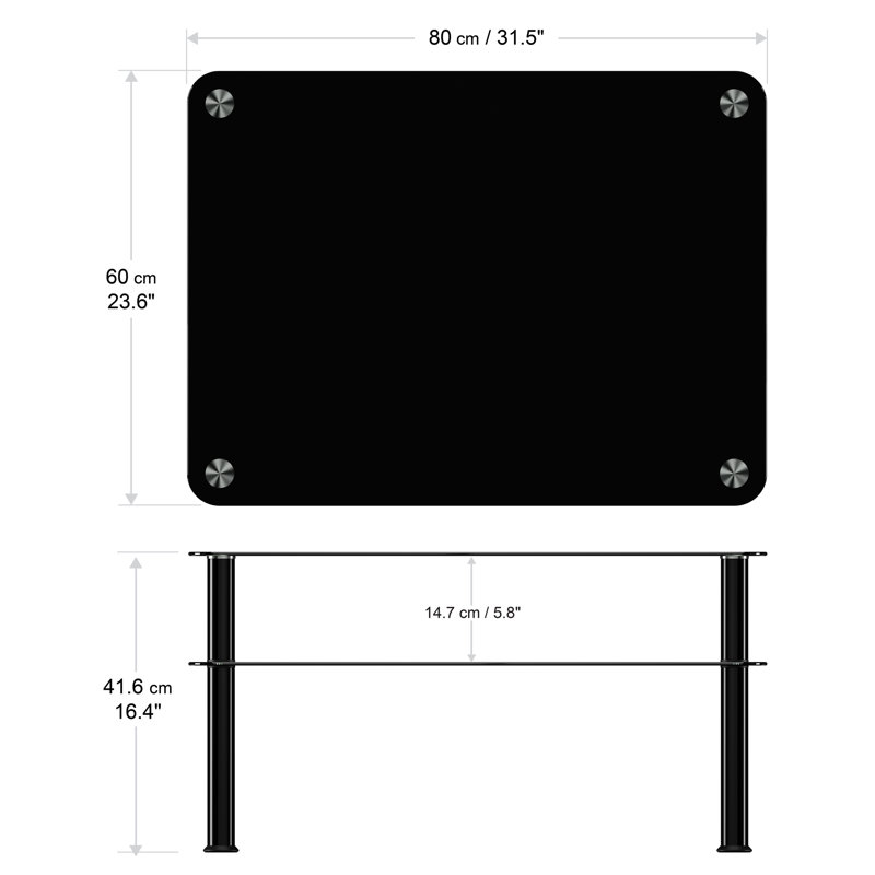 Byrge Four Leg Coffee Table with Storage, Black, 41.55cm H x 80cm W x 40cm D