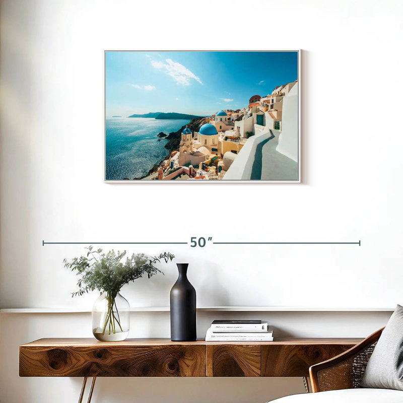Oia Santorini Grèce, Cadre flottant blanc, 31 po x 21 po