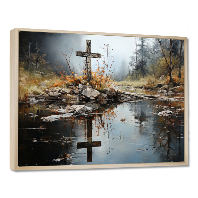 Art, toile, paysage, H 30 po x l 40 po x P 1,5 po, Cadre flottant érable