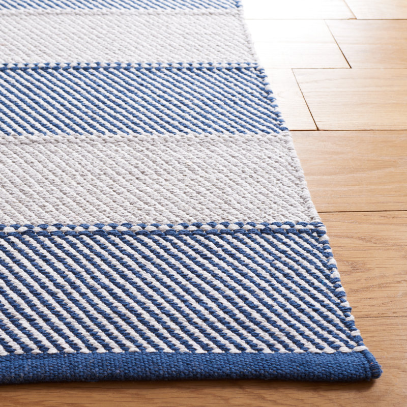Tapis rayé kilim 803 gris / bleu, Rectangulaire 3 pi x 5 pi