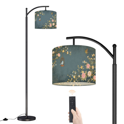 Lampe sur pied à arc avec abat-jour réglable Chinoiserie Chinoiserie