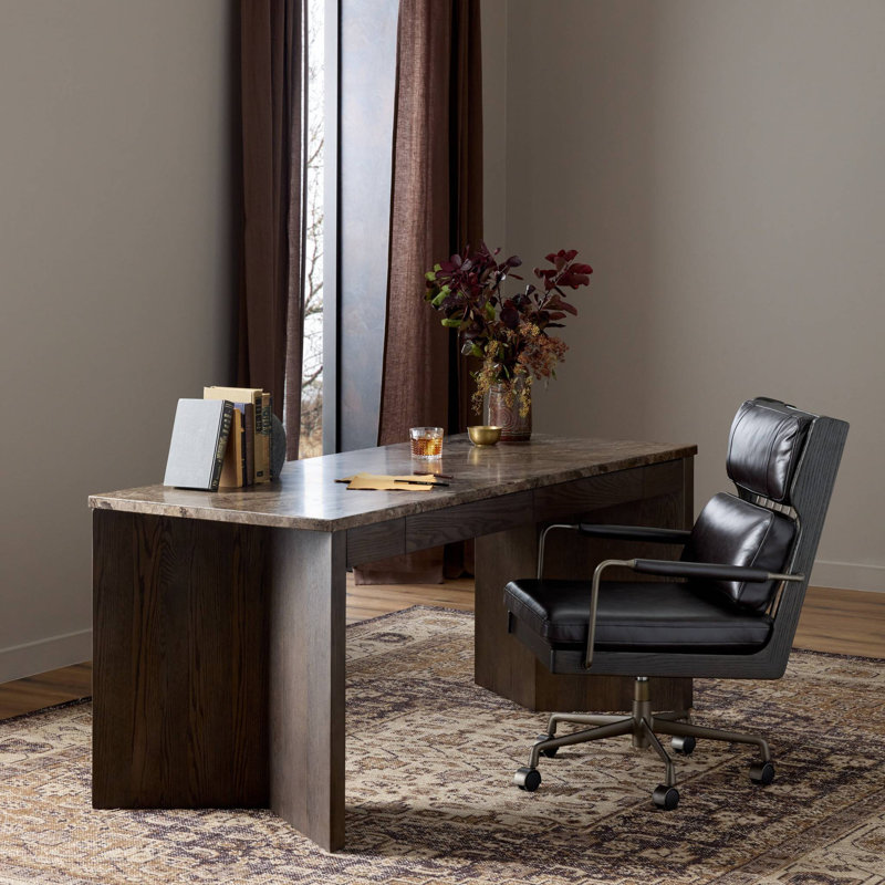 Writing Desk, Warm Grey Marble/Brown