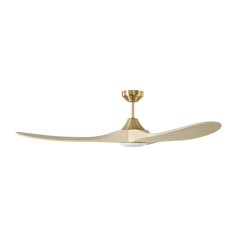 Visual Comfort Fan Maverick Smart 60 LED Indoor Ceiling Fan with Threaded Downrod, Washed White Oak blades and Handheld Remote