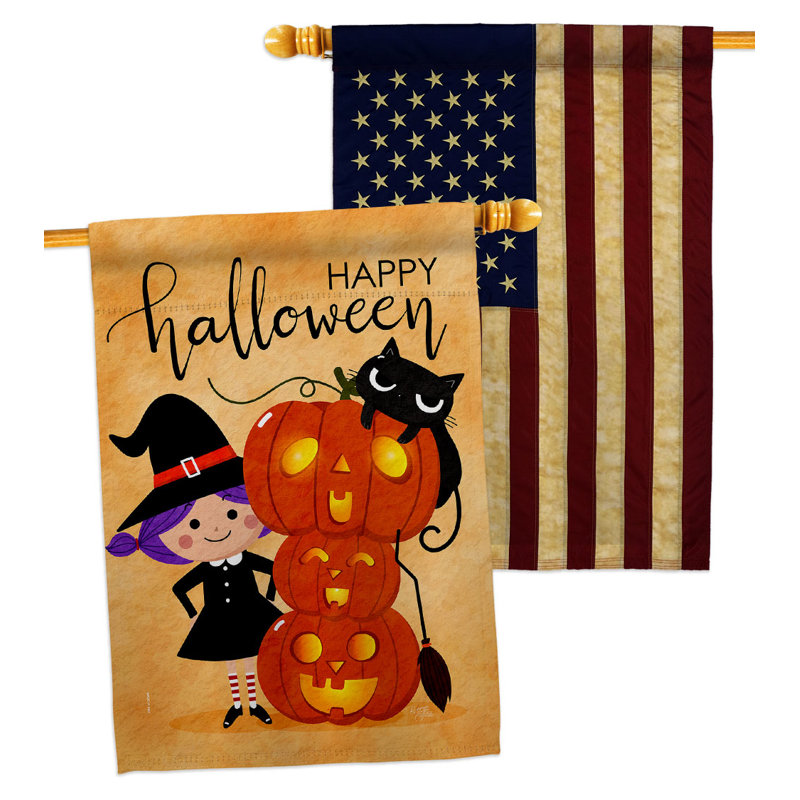 Double Sided 40 in. H x 28 in. W Polyester Halloween House Flag