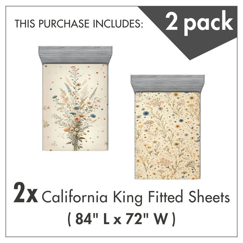 Microfiber Botanical Fitted Sheet, California King Fitted Sheet