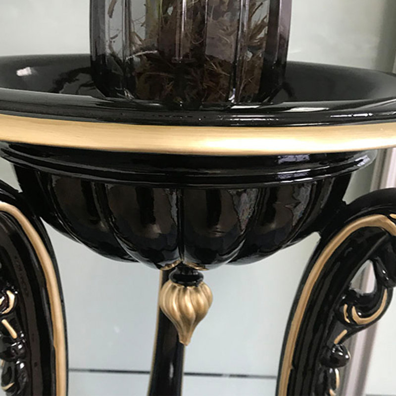 Solid wood flower stand multi-layer three-legged, Black