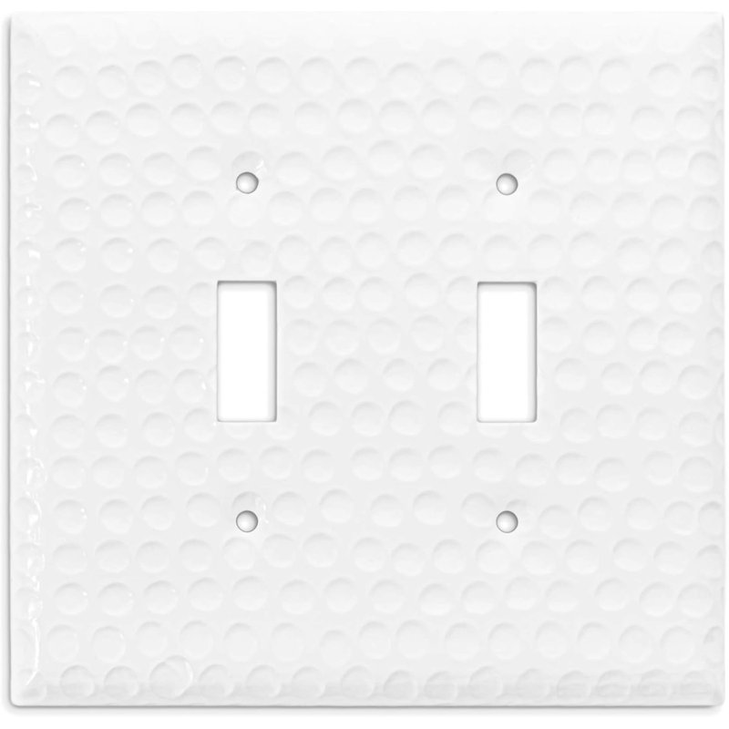 Hand Hammered 2-Gang Toggle Light Switch Standard Wall Plate, White