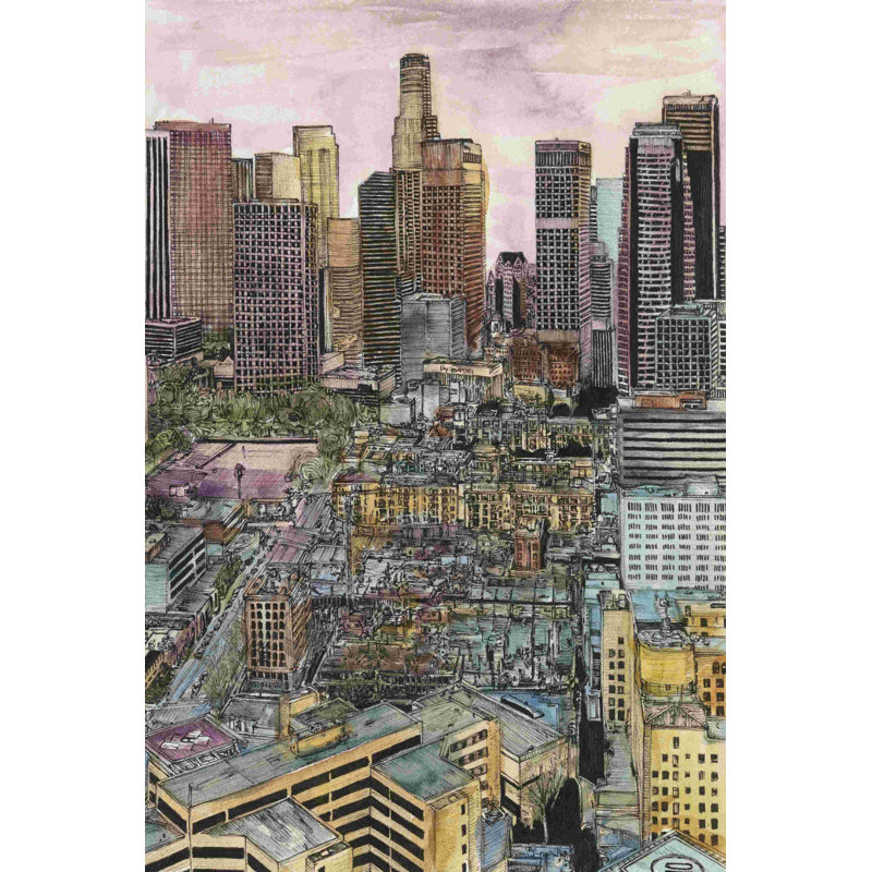 " US Cityscape-Los Angeles " by Melissa Wang Painting Print, 18" H x 12" W  