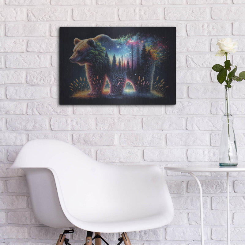  «Vibrant Bear 6» par Rey Klimt, art mural en métal, 24 po x 16 po, H 16 po x l 24 po